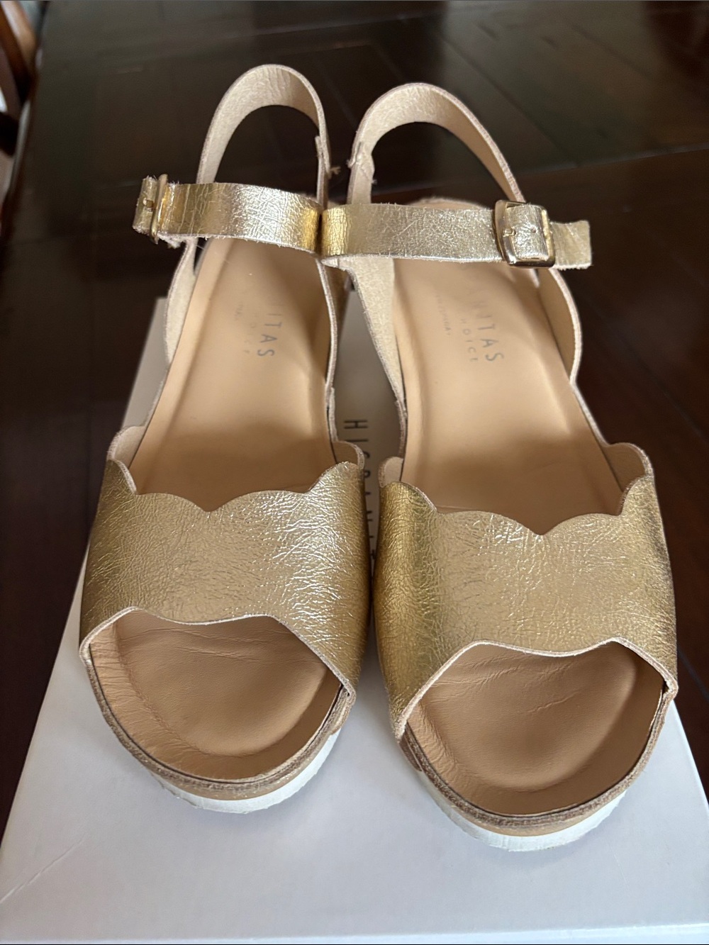 Hispanitas gold wedges. EXTREMELY COMFORTABLE. Size 39.